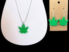 Pot Leaf Earrings and Necklace Set