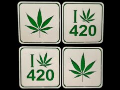 Pot Leaf, I Love 420 Drink Coasters